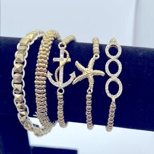 Nautical Gold Toned Beaded Bracelet Set